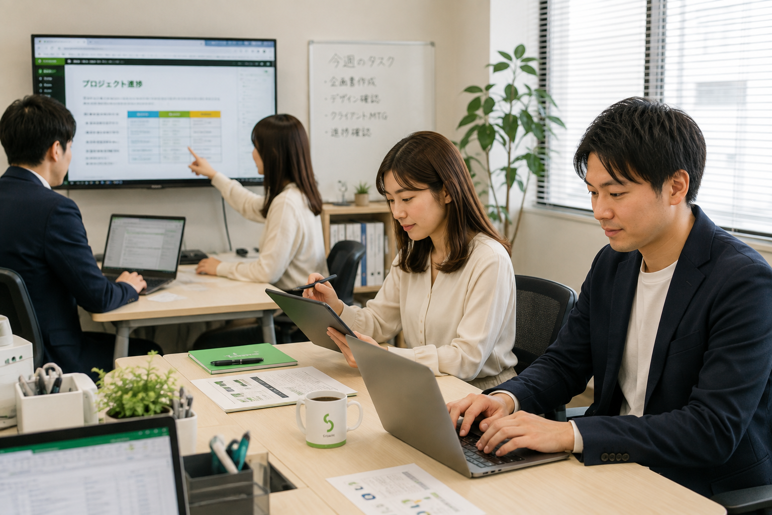 PCやデジタルツールを活用する社員